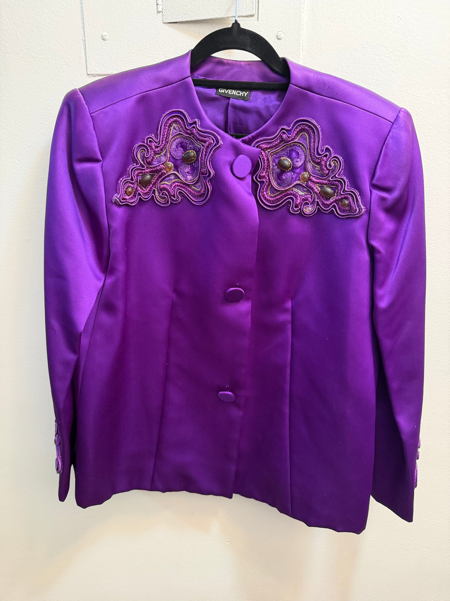 Vintage Purple Givenchy Embellished Blazer with Stunning Embroidery- size M - sku TUV #2000