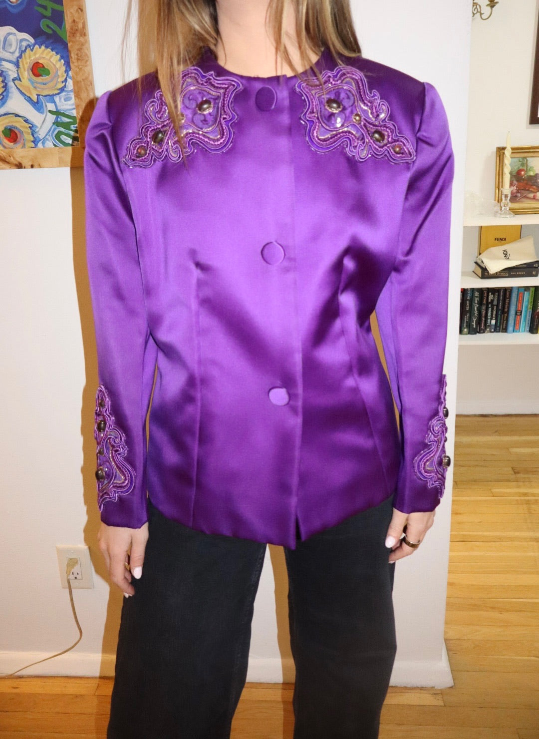 Vintage Purple Givenchy Embellished Blazer with Stunning Embroidery- size M - sku TUV #2000