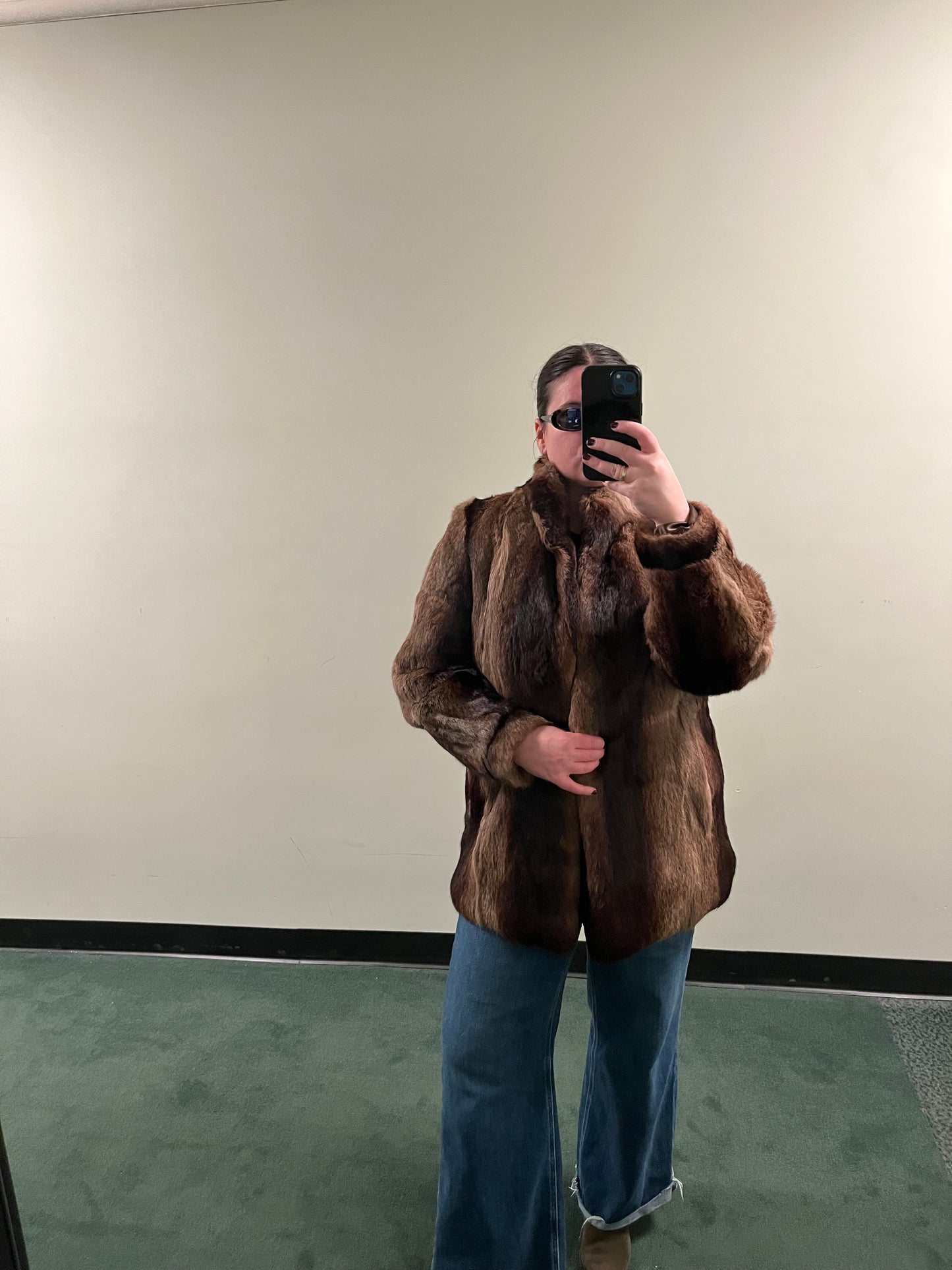 Multicolor brown fur jacket - sku tuv #7979