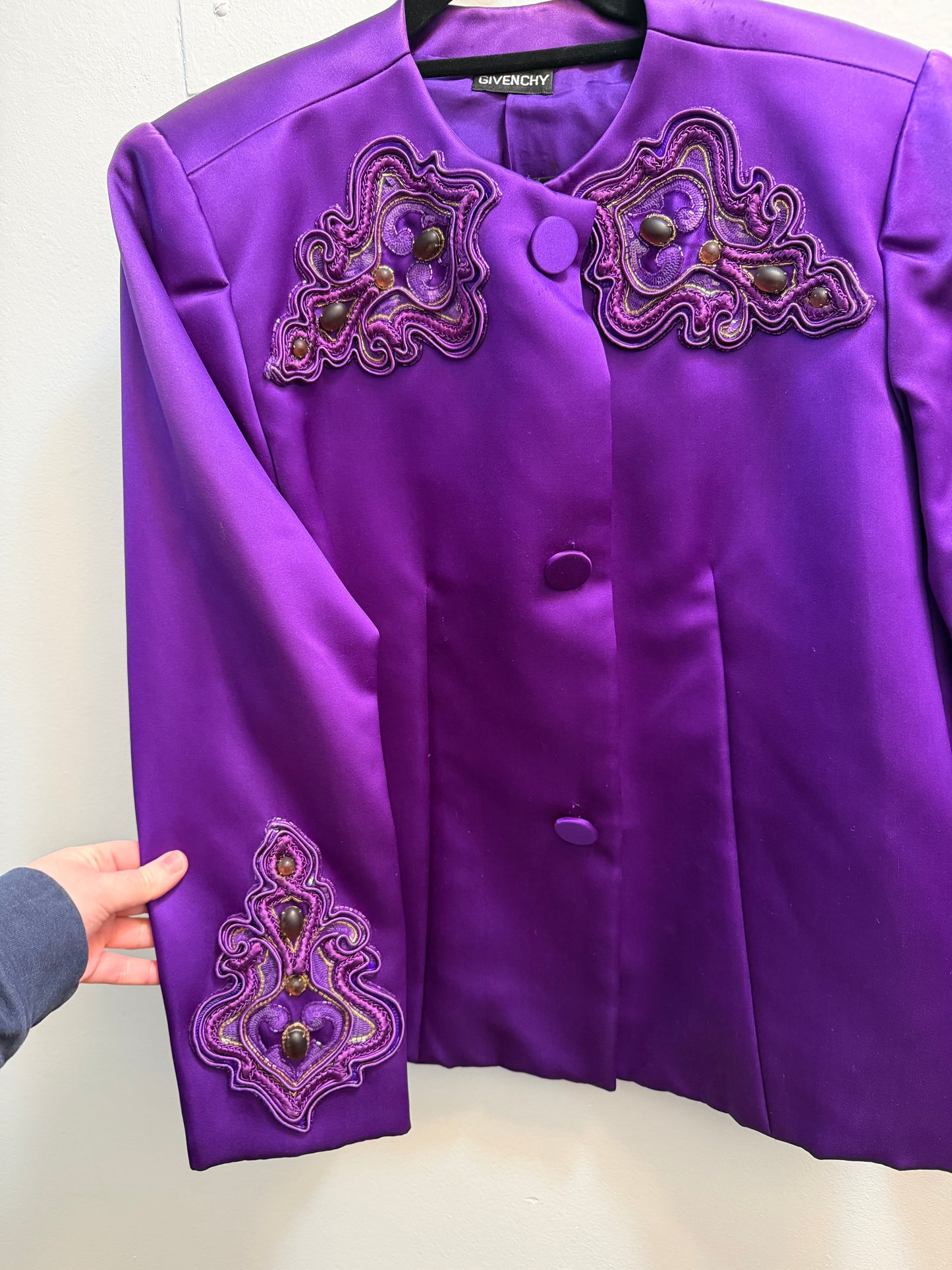 Vintage Purple Givenchy Embellished Blazer with Stunning Embroidery- size M - sku TUV #2000