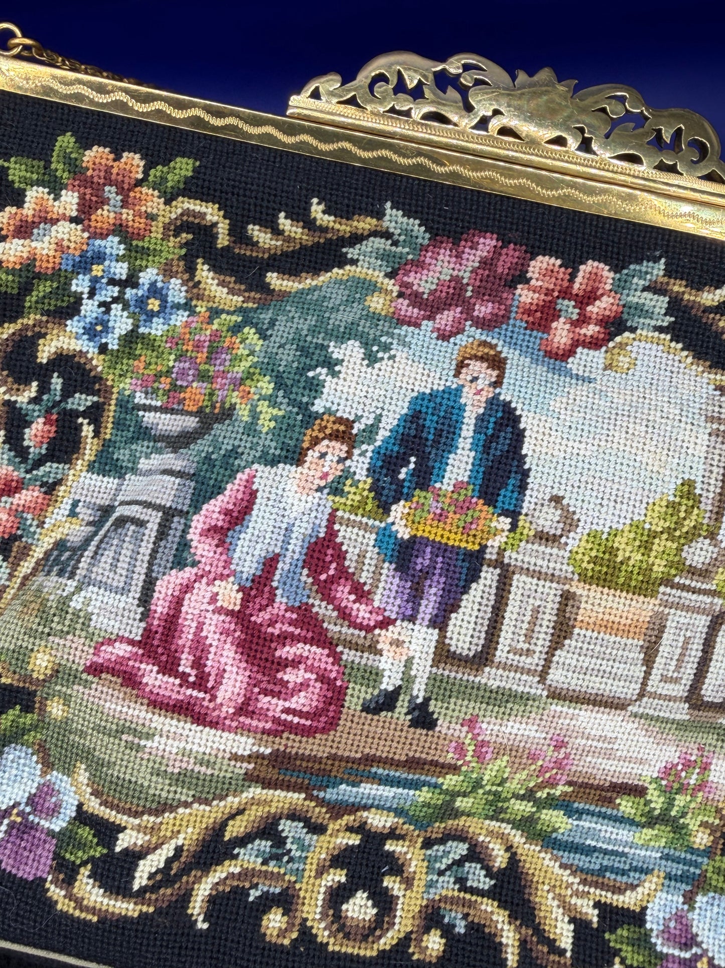 Jolles Original Austrian Petit Point Evening Bag w/matching mini floral coin purse - sku tuv #7777