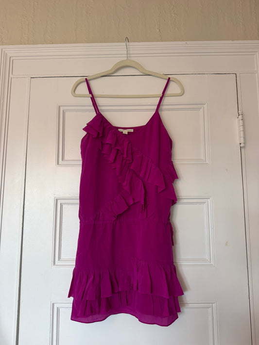 100% silk ruffle purple mini dress - SKU TUV #23124