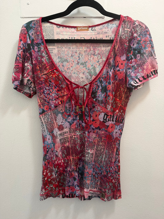 Pink Galliano Newspaper print top - tuv #12212