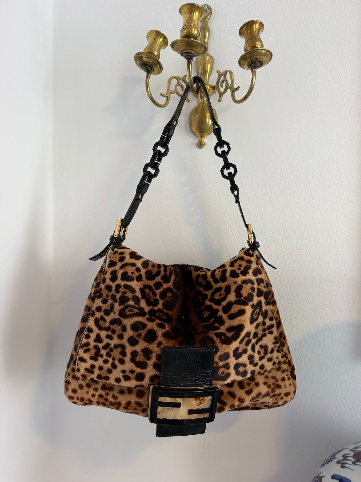 Rare Vintage Pony Hair Cheetah Mama Baguette