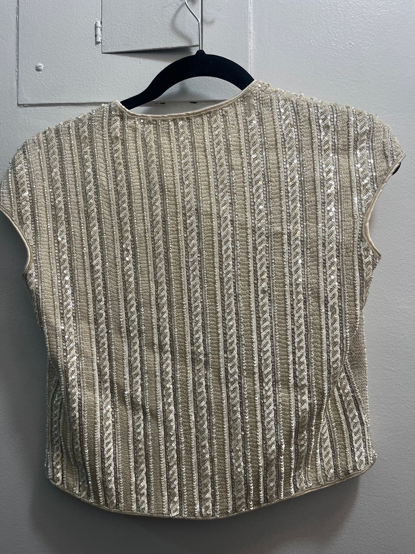 Stunning Giorgio Armani White Beaded Cropped Sleeveless Evening Jacket - SKU TUV #31