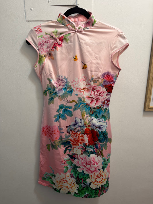 Preloved silk pink qipao dress