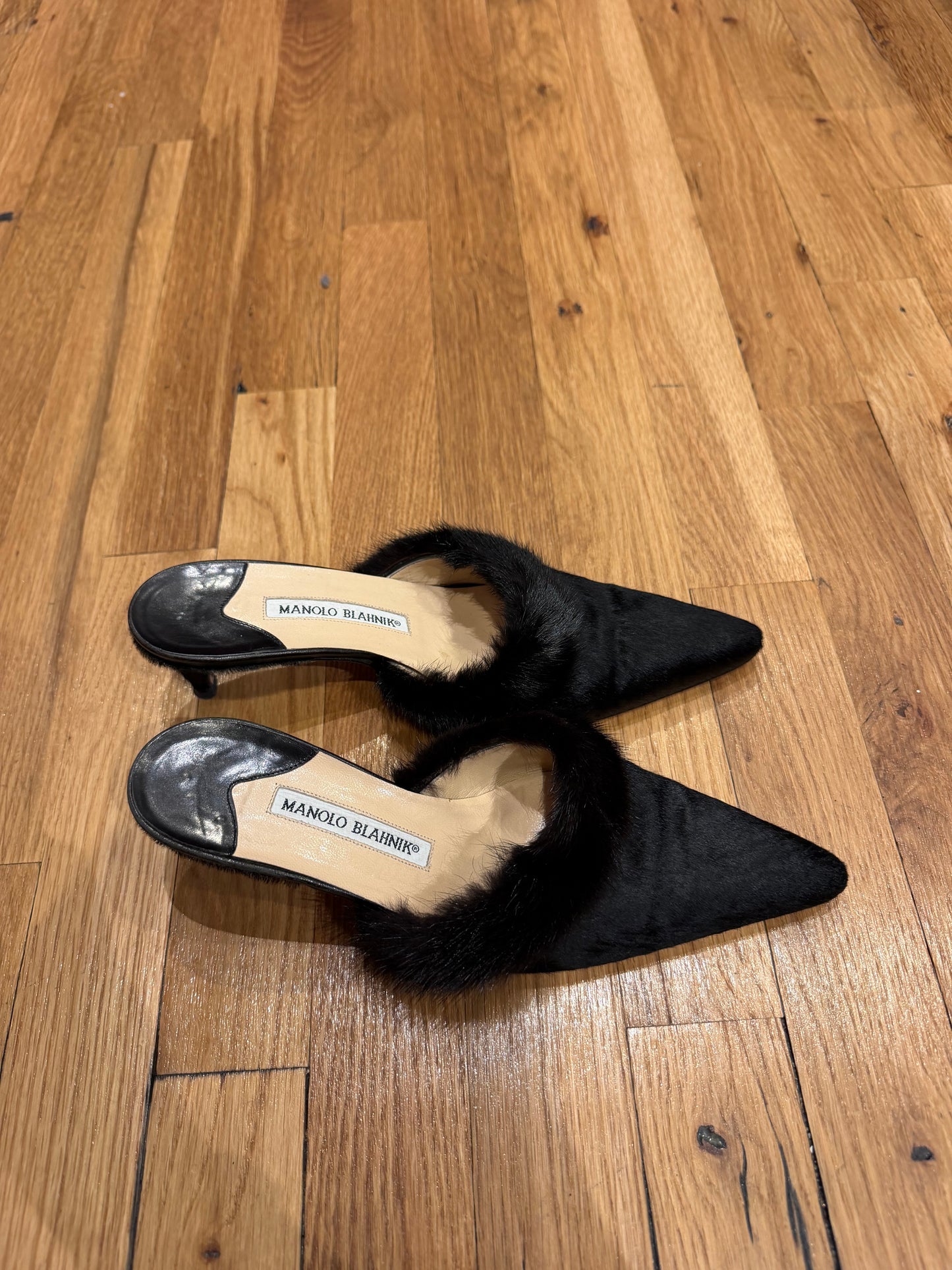Ultra Rare vintage mink and pony hair Manolo Blahnik - TUV #314532 size 7/7.5