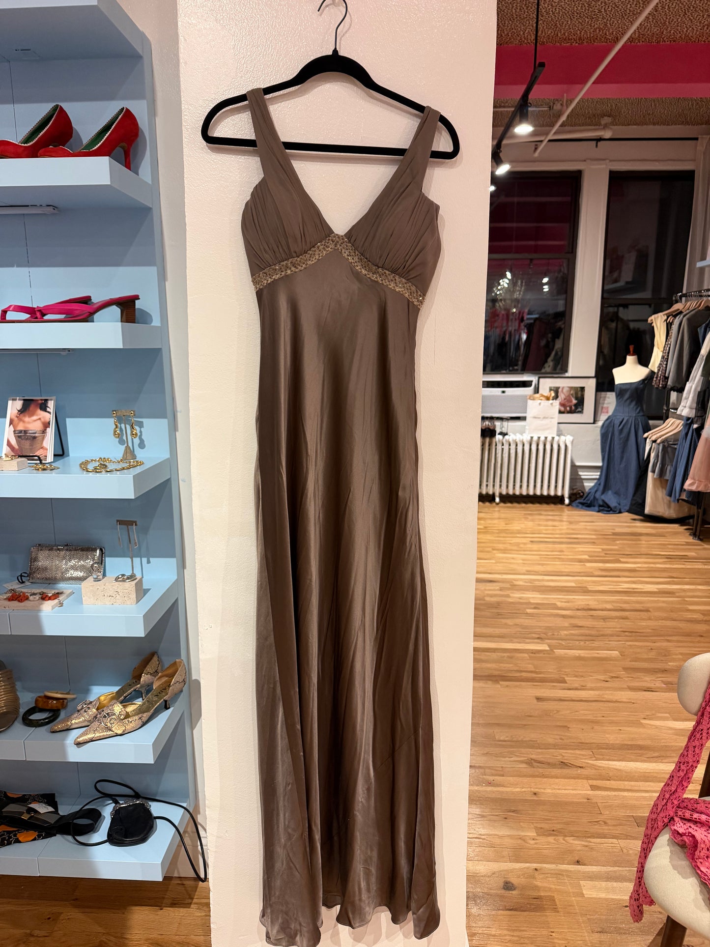 Brown 100% silk evening gown - TUV #879562