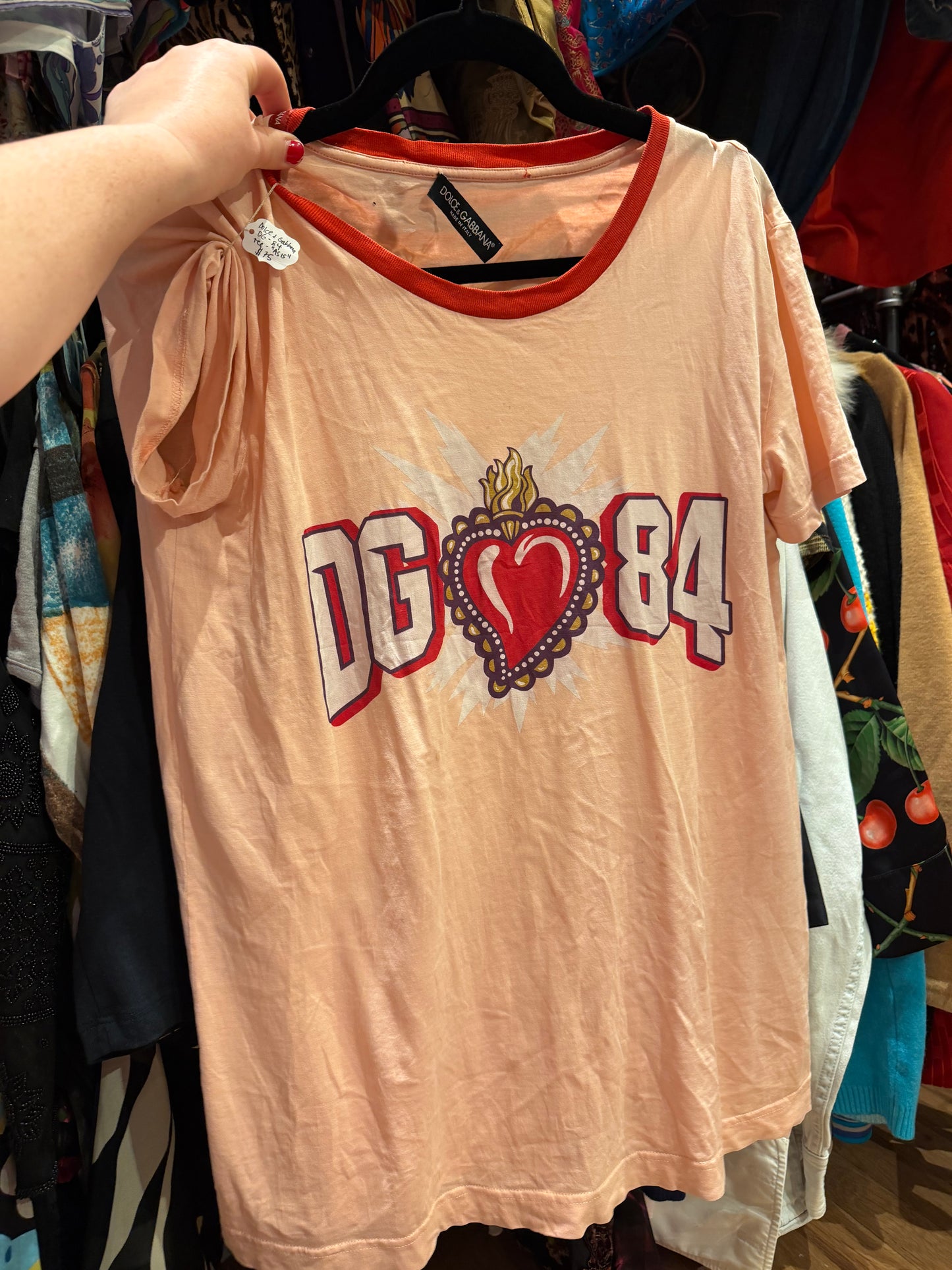 Dolce & Gabbana DG 84 peach heart t-shirt - sku tuv #30