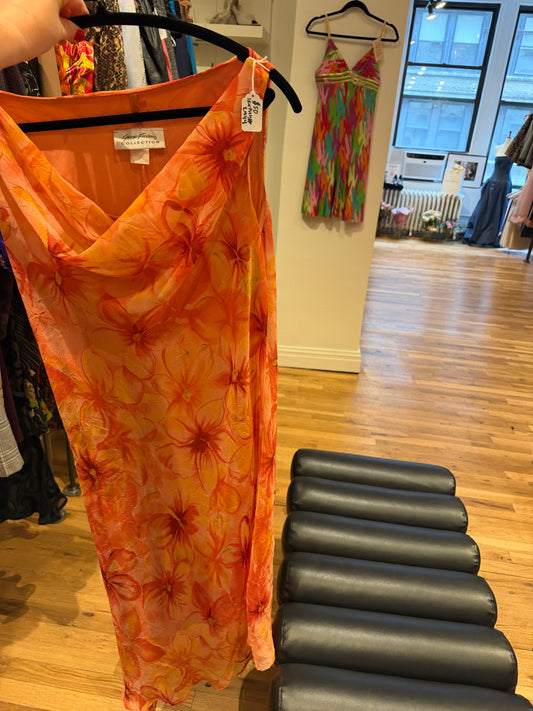 Orange bias cut dress - sku TUV #2444