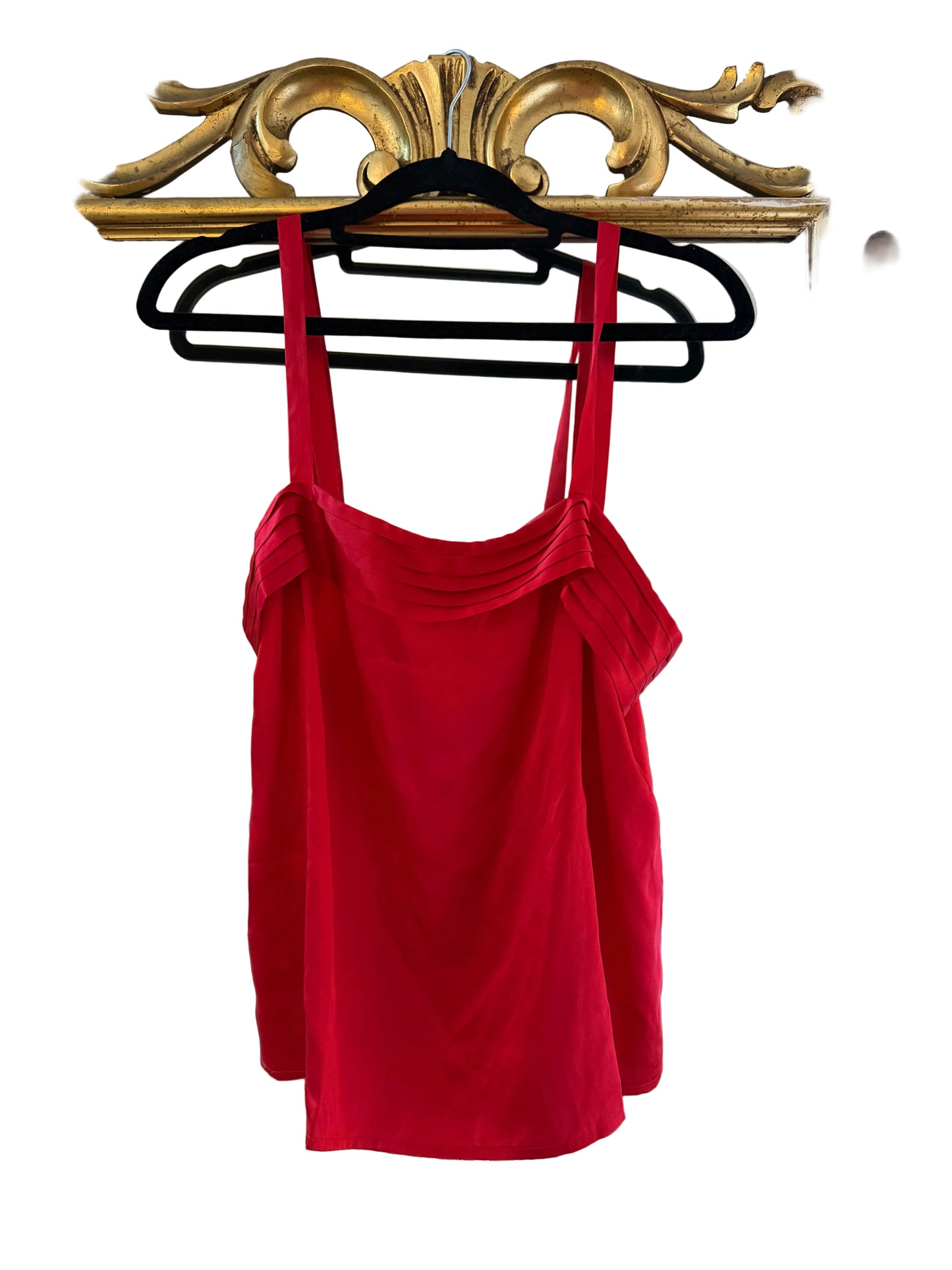 Vintage 100% silk red Saks tank top / size 12 - sku tuv #138