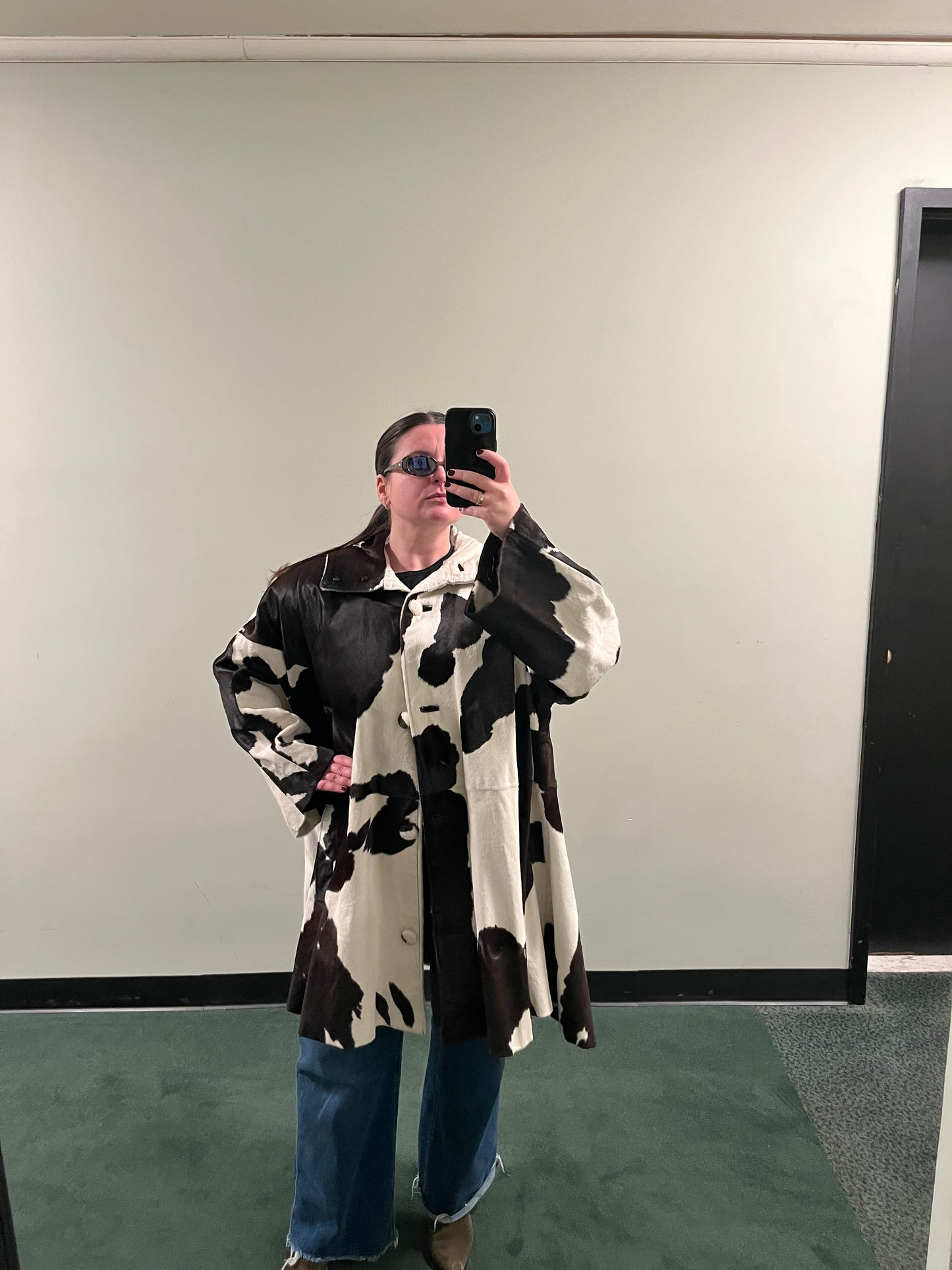 Mohl New York Fur Company Calf Hair Cow Hide Print Jacket with detachable hood - #7896