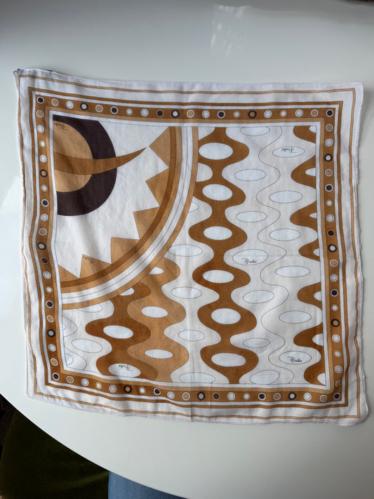 Vintage Emilio Pucci Brown/Mocha Cotton Scarf - 1960s/1970s era - sku TUV #8970