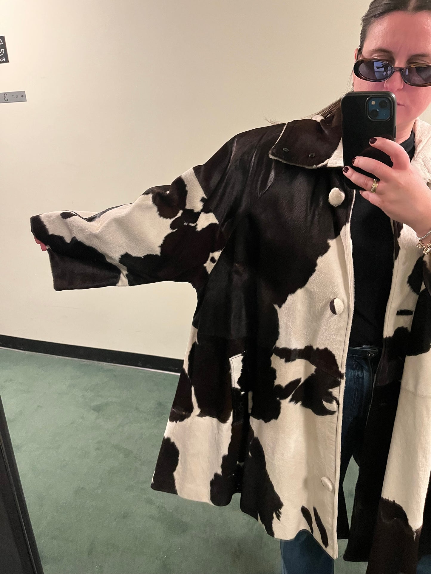 Mohl New York Fur Company Calf Hair Cow Hide Print Jacket with detachable hood - #7896
