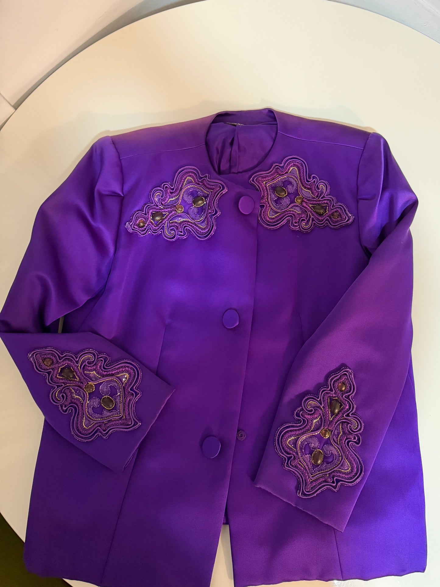 Vintage Purple Givenchy Embellished Blazer with Stunning Embroidery- size M - sku TUV #2000