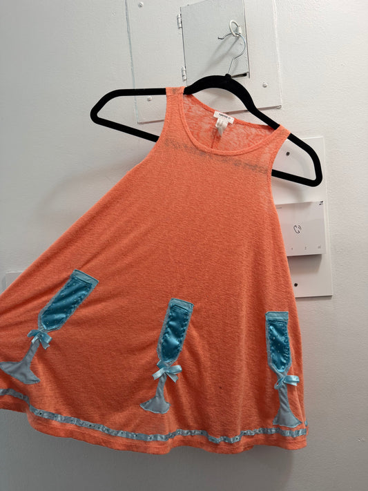 Upcycled orange champagne tank - handmade - sku tuv #230