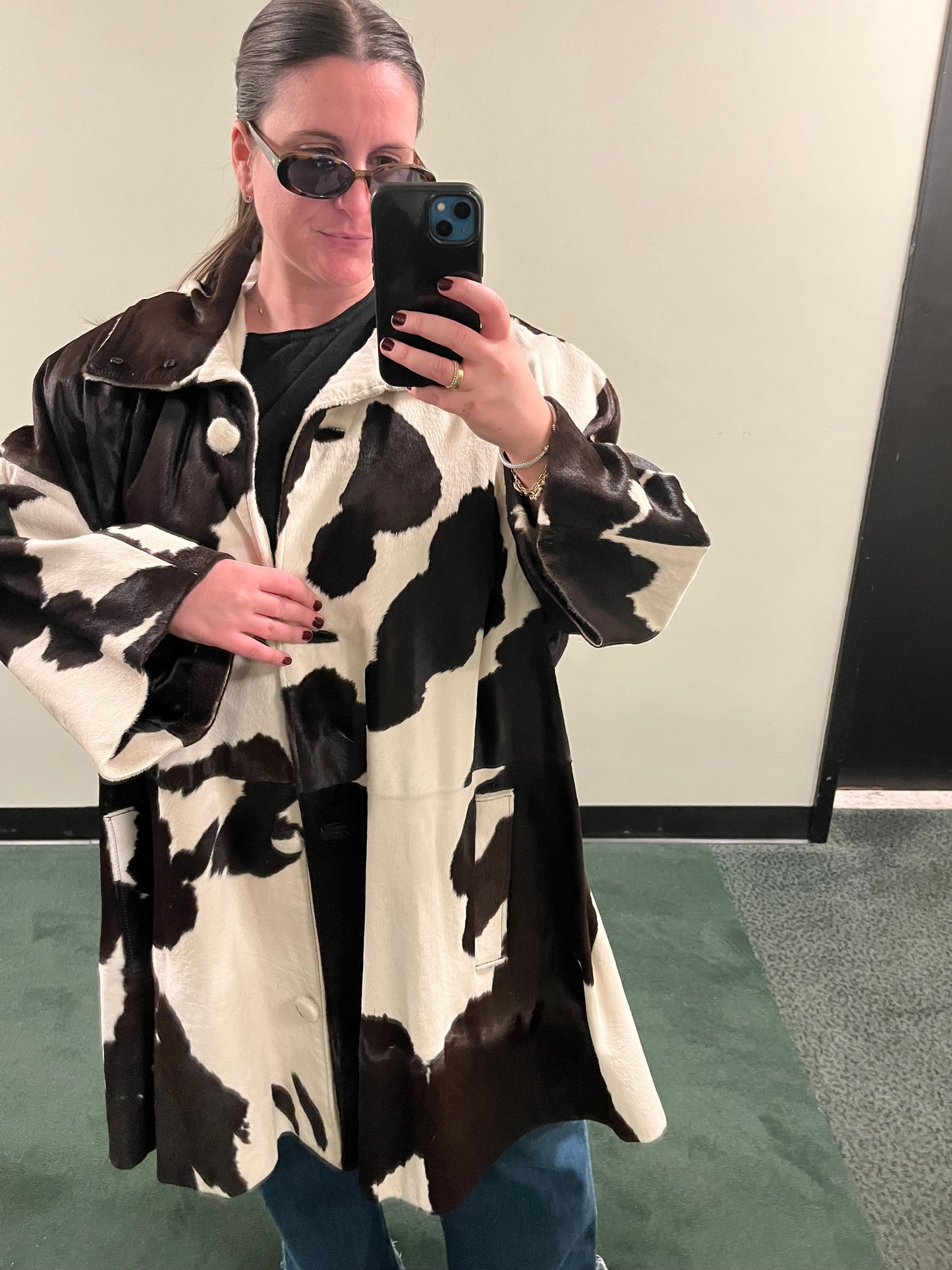 Mohl New York Fur Company Calf Hair Cow Hide Print Jacket with detachable hood - #7896