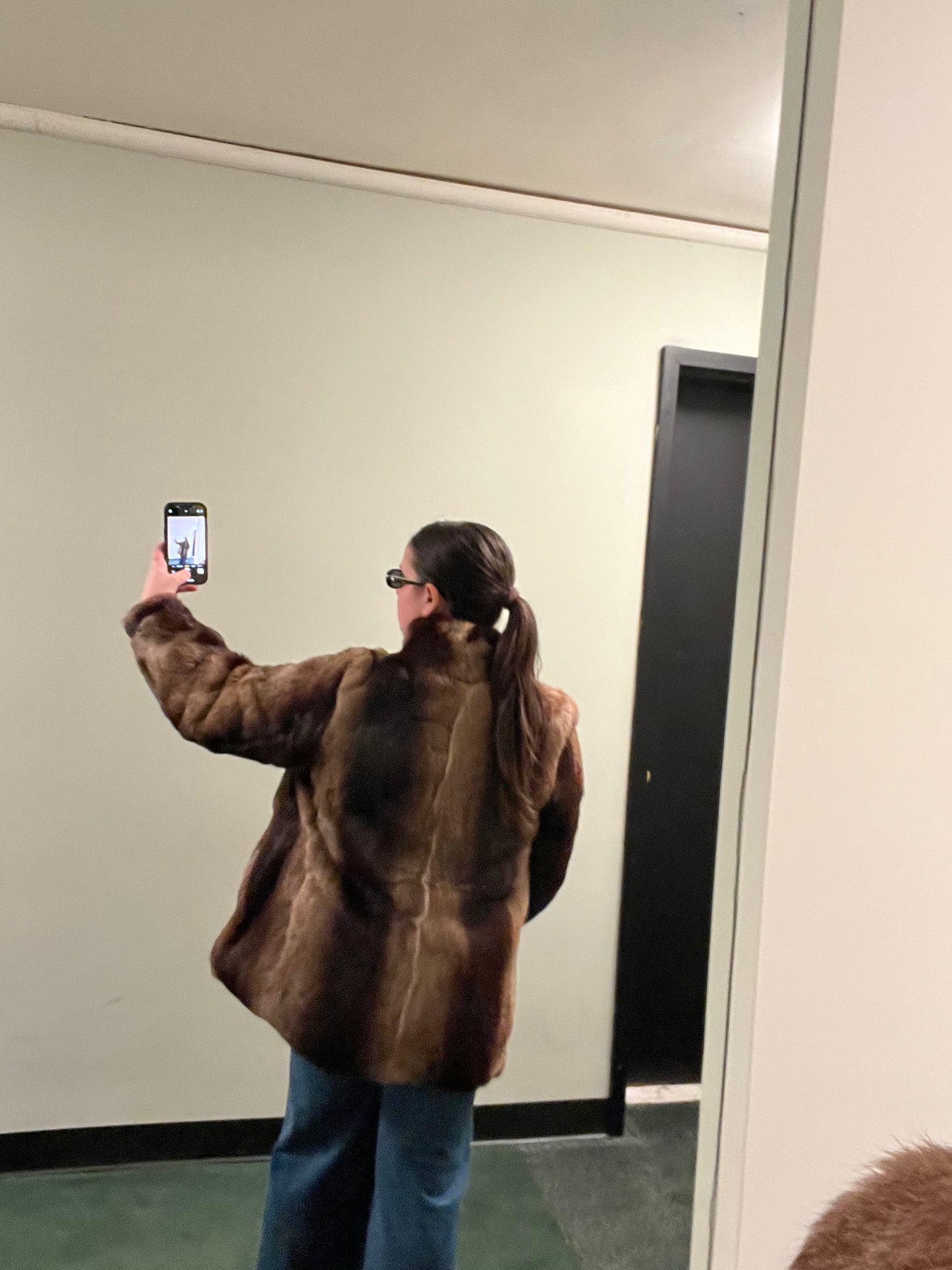Multicolor brown fur jacket - sku tuv #7979