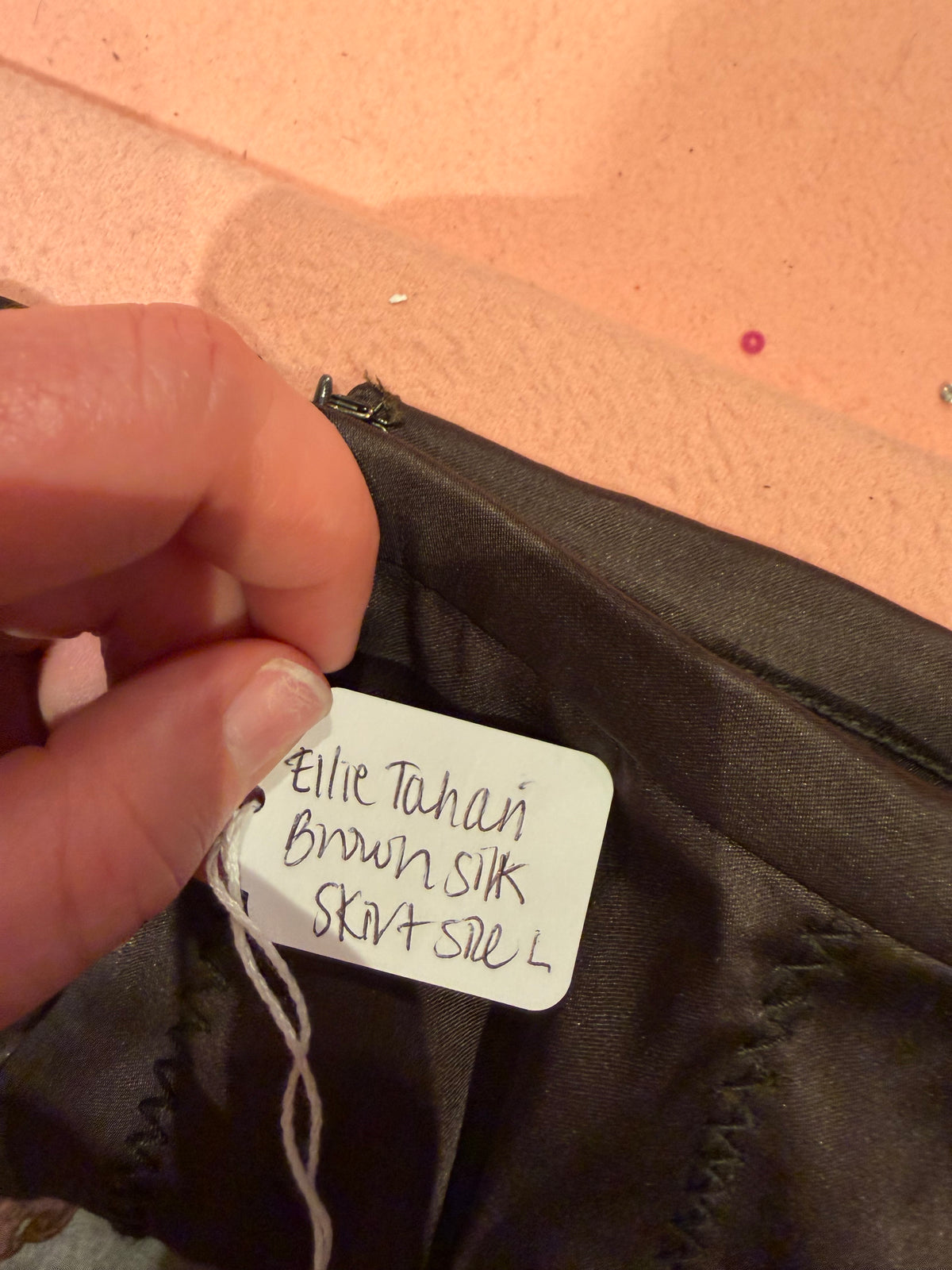 Ellie Tahari brown silk skirt TUV #1