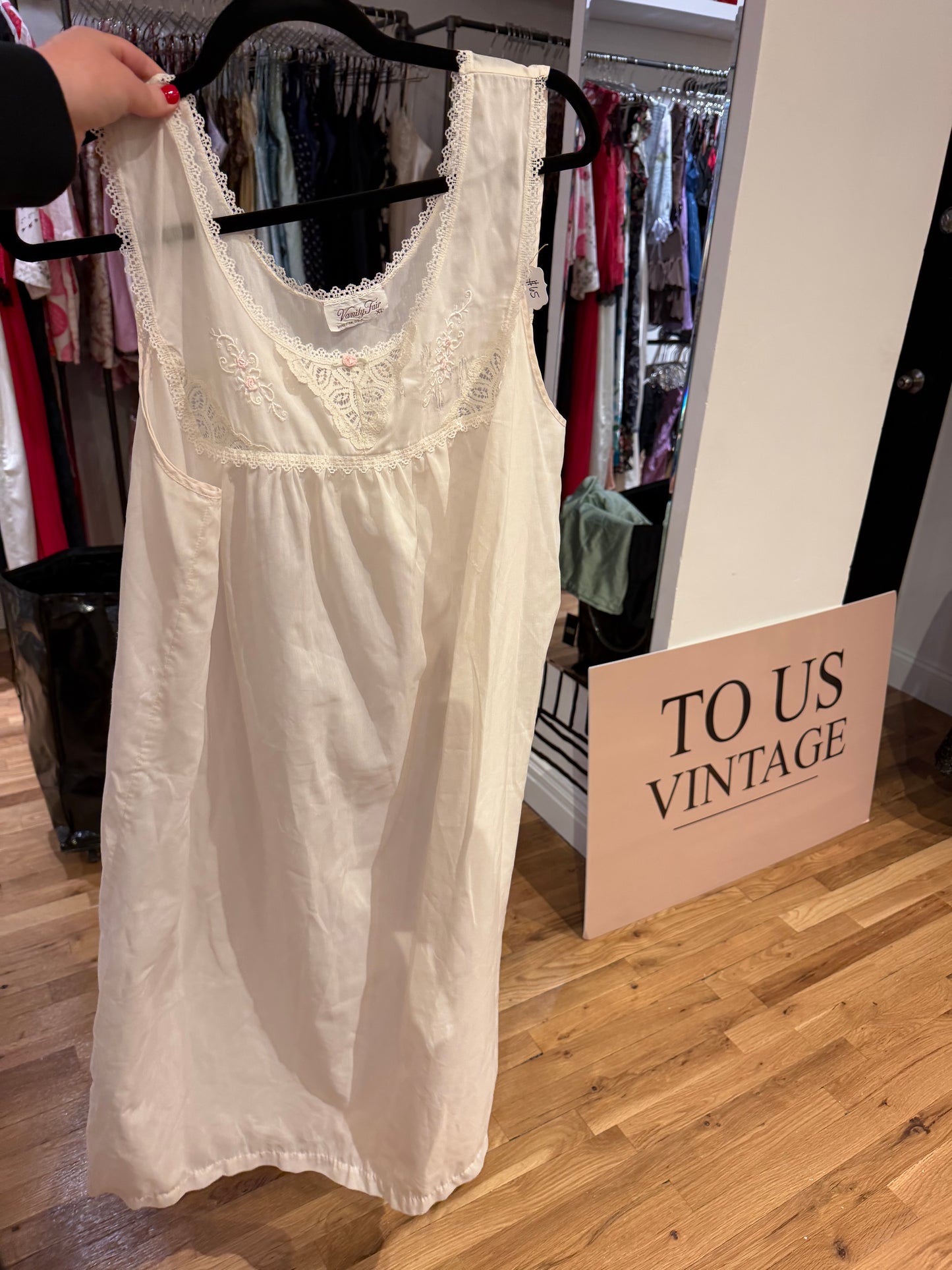 Vintage Vanity Fair Slip Dress with Roses