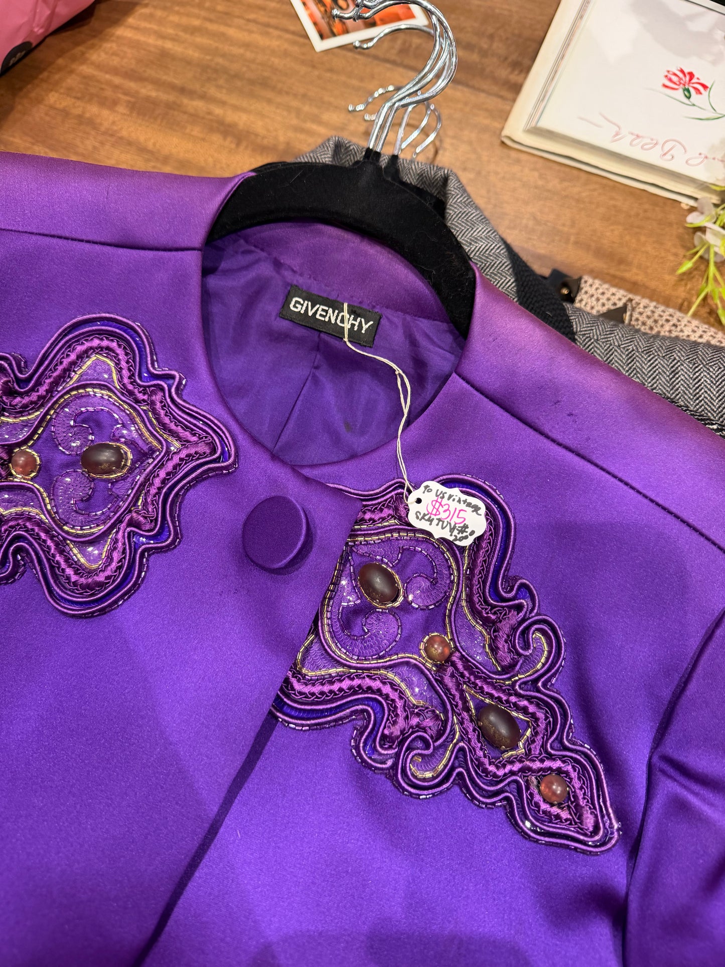 Vintage Purple Givenchy Embellished Blazer with Stunning Embroidery- size M - sku TUV #2000
