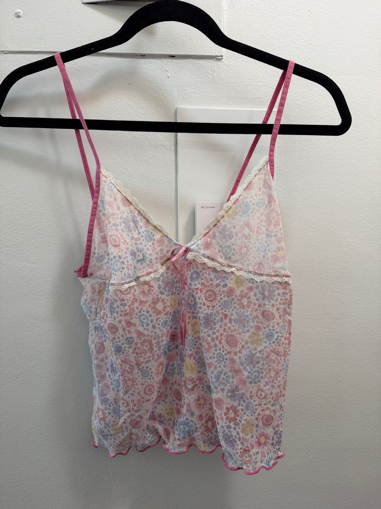 Sheer mini pink tank top