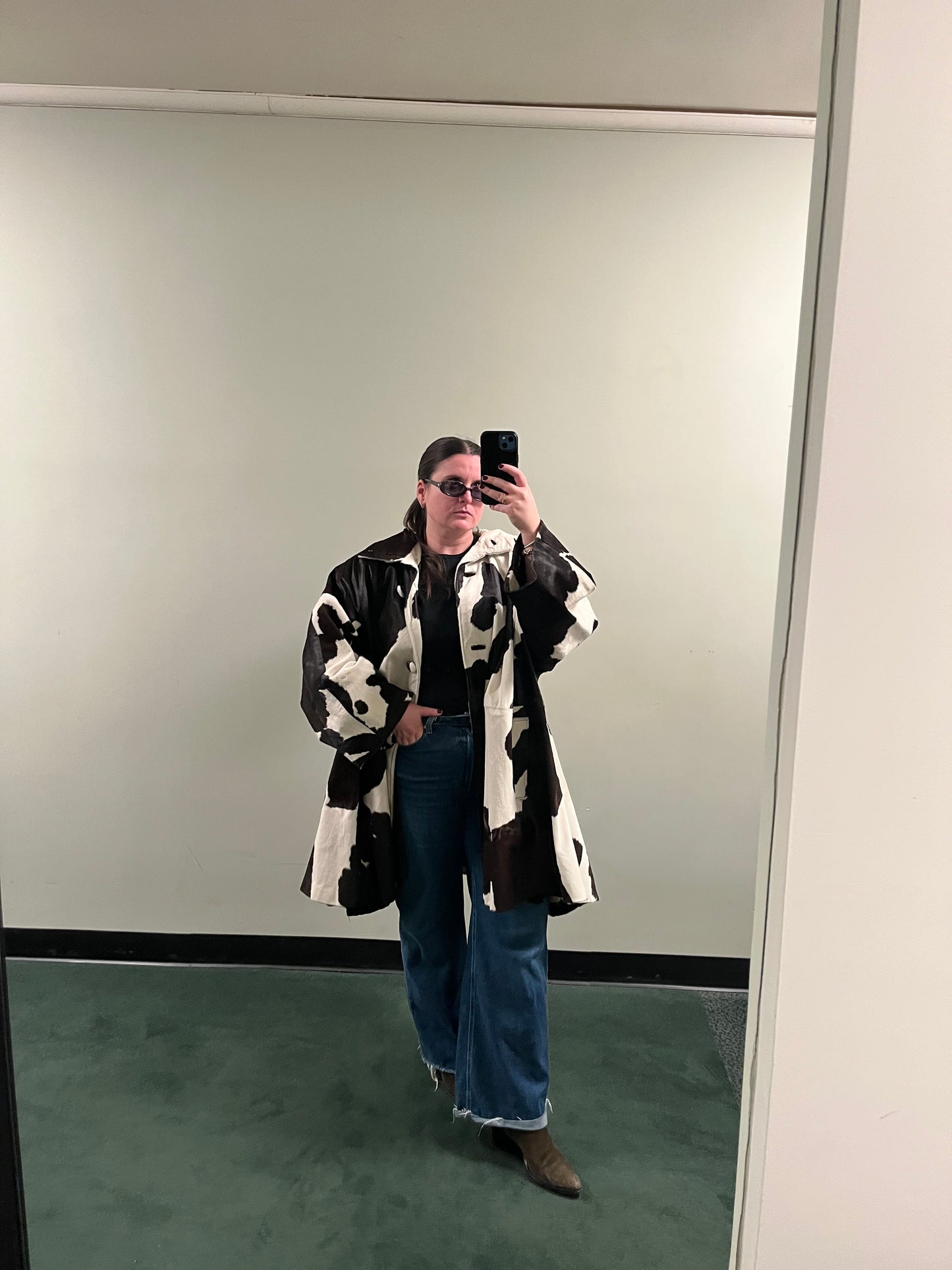 Mohl New York Fur Company Calf Hair Cow Hide Print Jacket with detachable hood - #7896