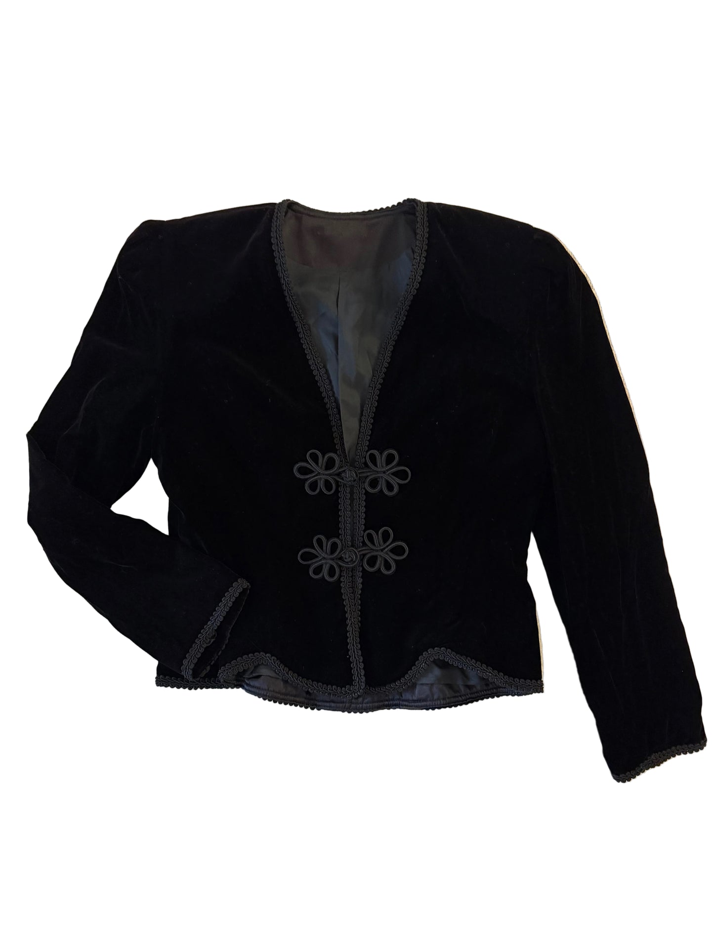 Rare antique velvet blazer with frog closures and braided detail size M