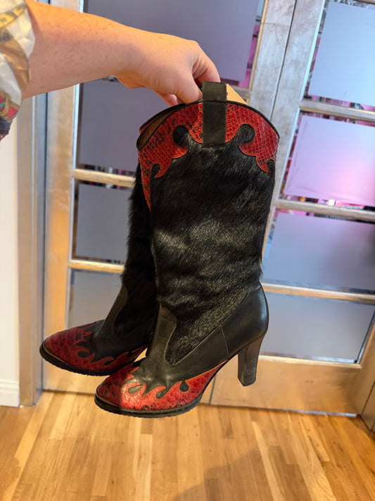 Pony hair and snakeskin boots TUV #32