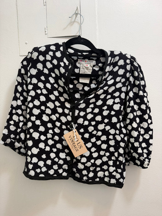 Yves Saint Laurent - Rive Gauche black sweater with white shells - sku tuv #9963