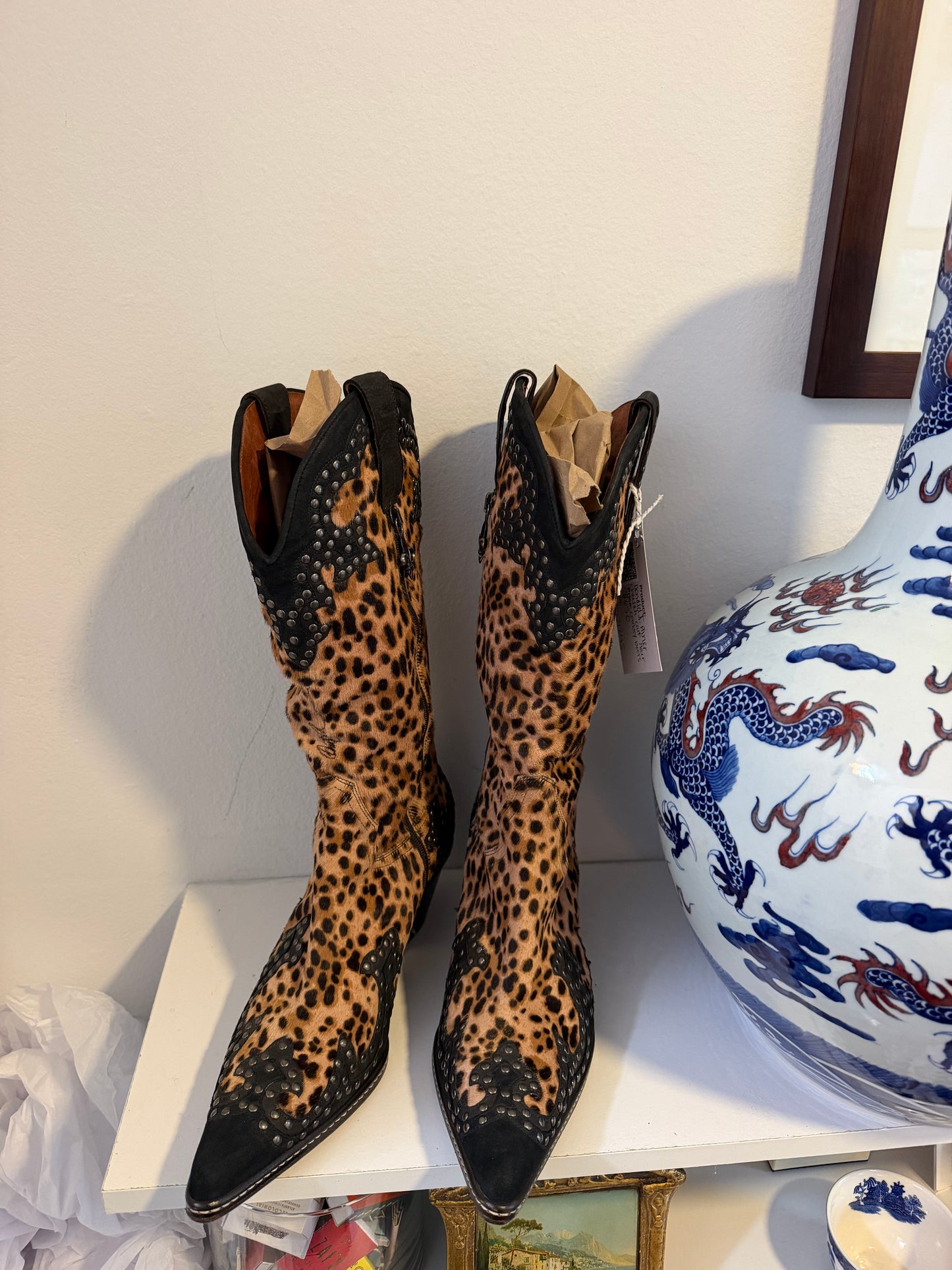 Donald J Pilner cheetah calf hair cowboy boots size 9.5 - TUV #221245