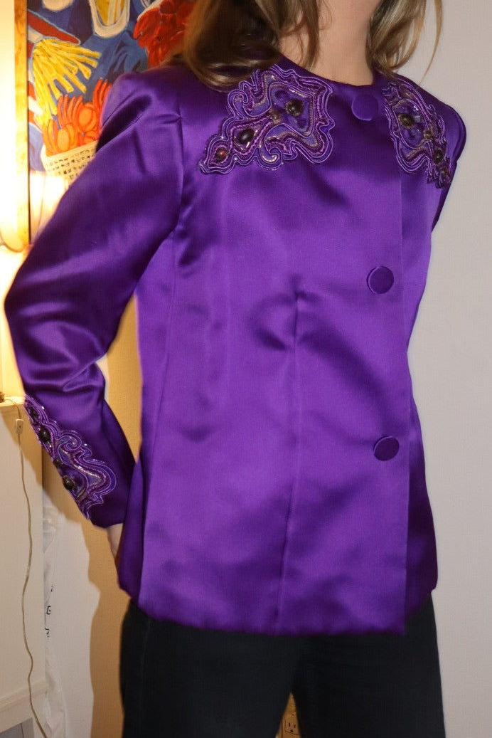 Vintage Purple Givenchy Embellished Blazer with Stunning Embroidery- size M - sku TUV #2000