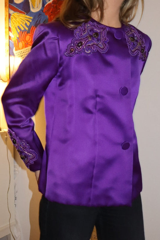 Vintage Purple Givenchy Embellished Blazer with Stunning Embroidery- size M - sku TUV #2000
