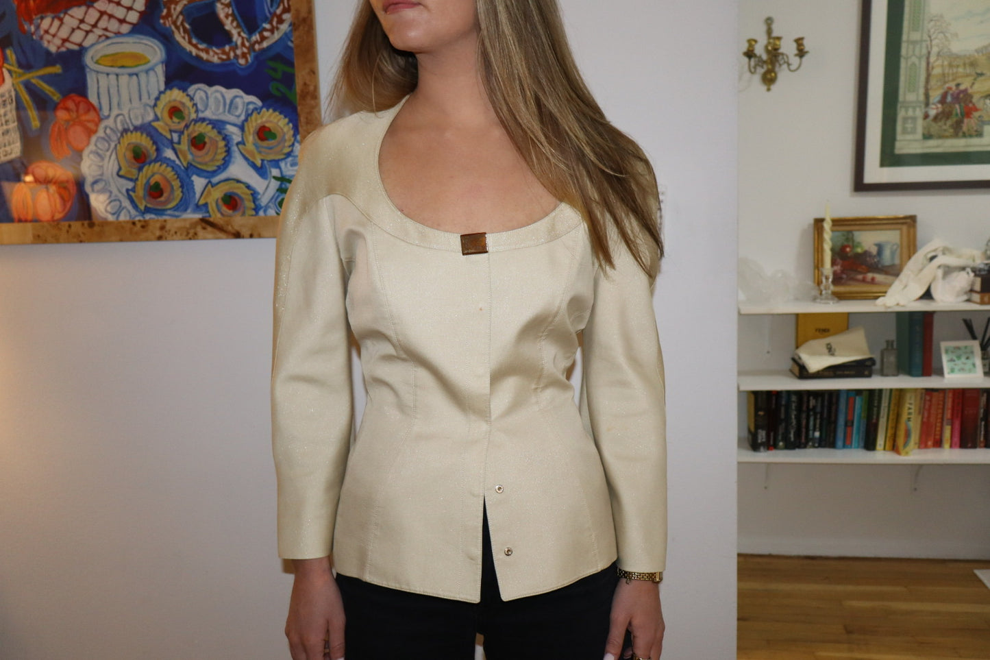 Vintage Thierry Mugler Gold Glitter Evening Jacket size medium - SKU TUV #677