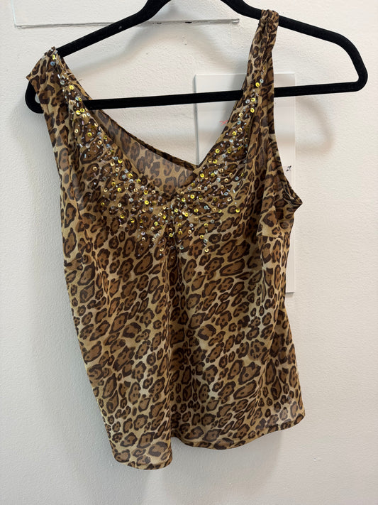 Cheetah tank top with bedazzled top - SKU tuv #263