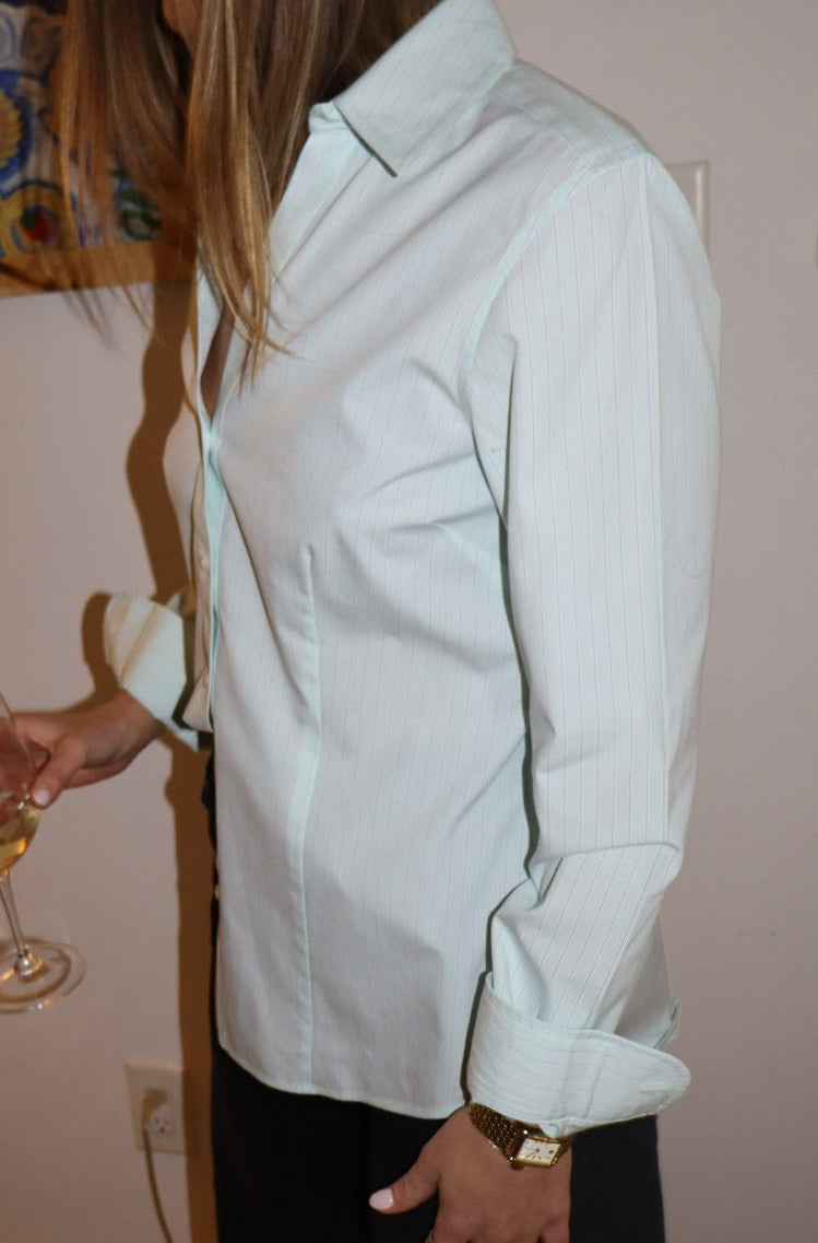 Brooks Brothers Sample (1 of 1) blue pinstripe button down size 6