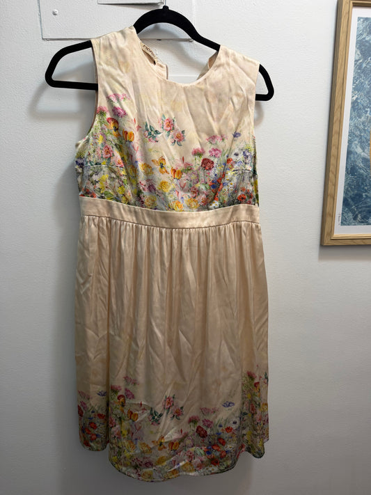 100% silk made in Italy white dress with floral detail - sku tuv #96