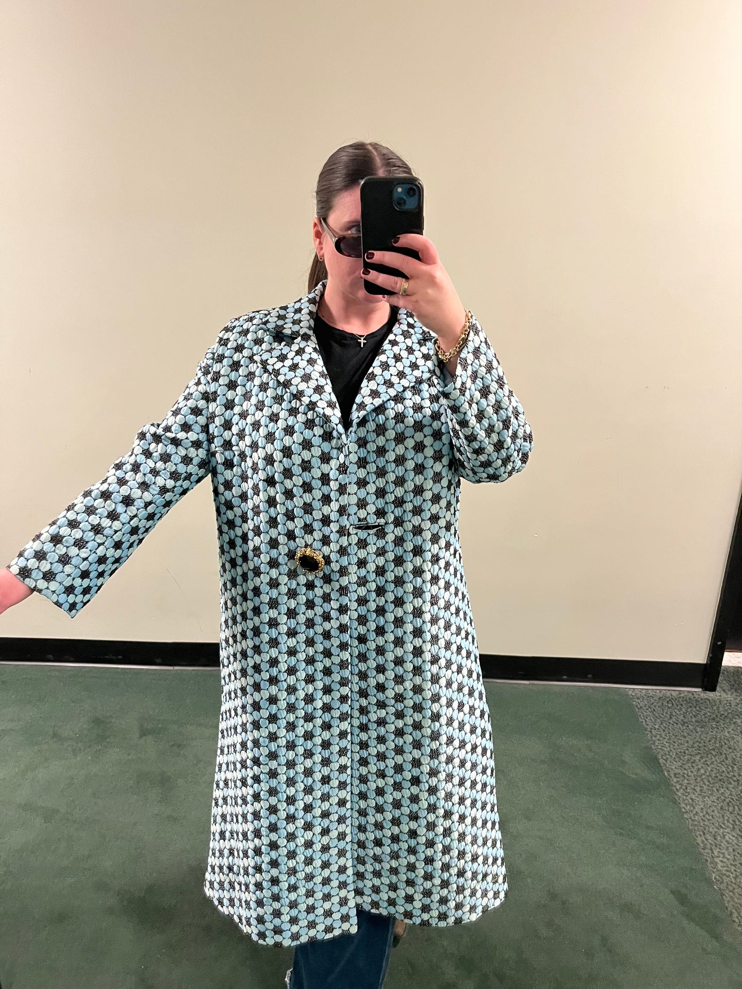 Italian Iridescent Black and Blue Oversized Jacket - sku tuv #5135