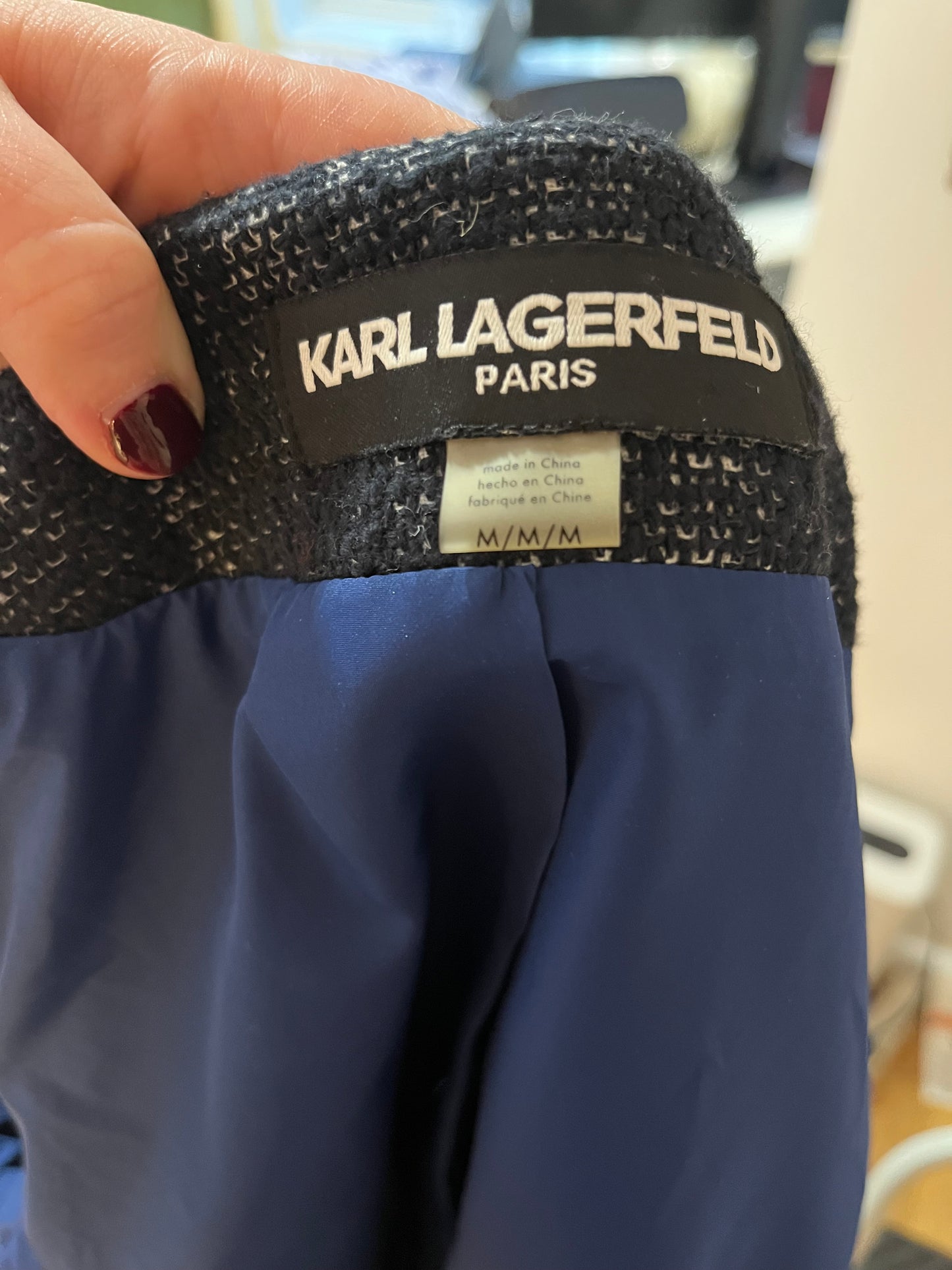 Karl Lagerfeld tweed blazer with pearl detail at collar - sku TUV #1025