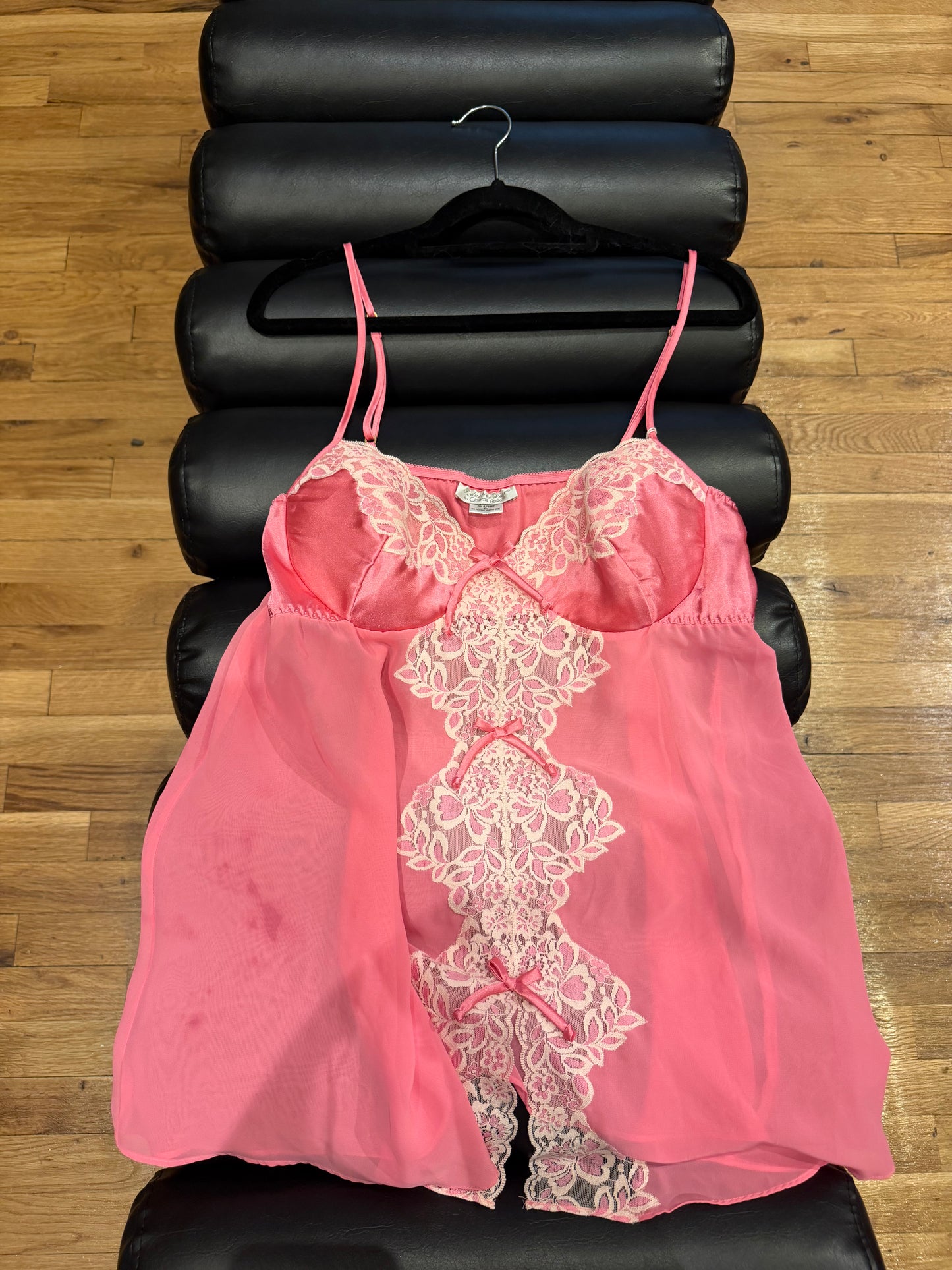Vintage pink lacy bow tank - tuv #7779