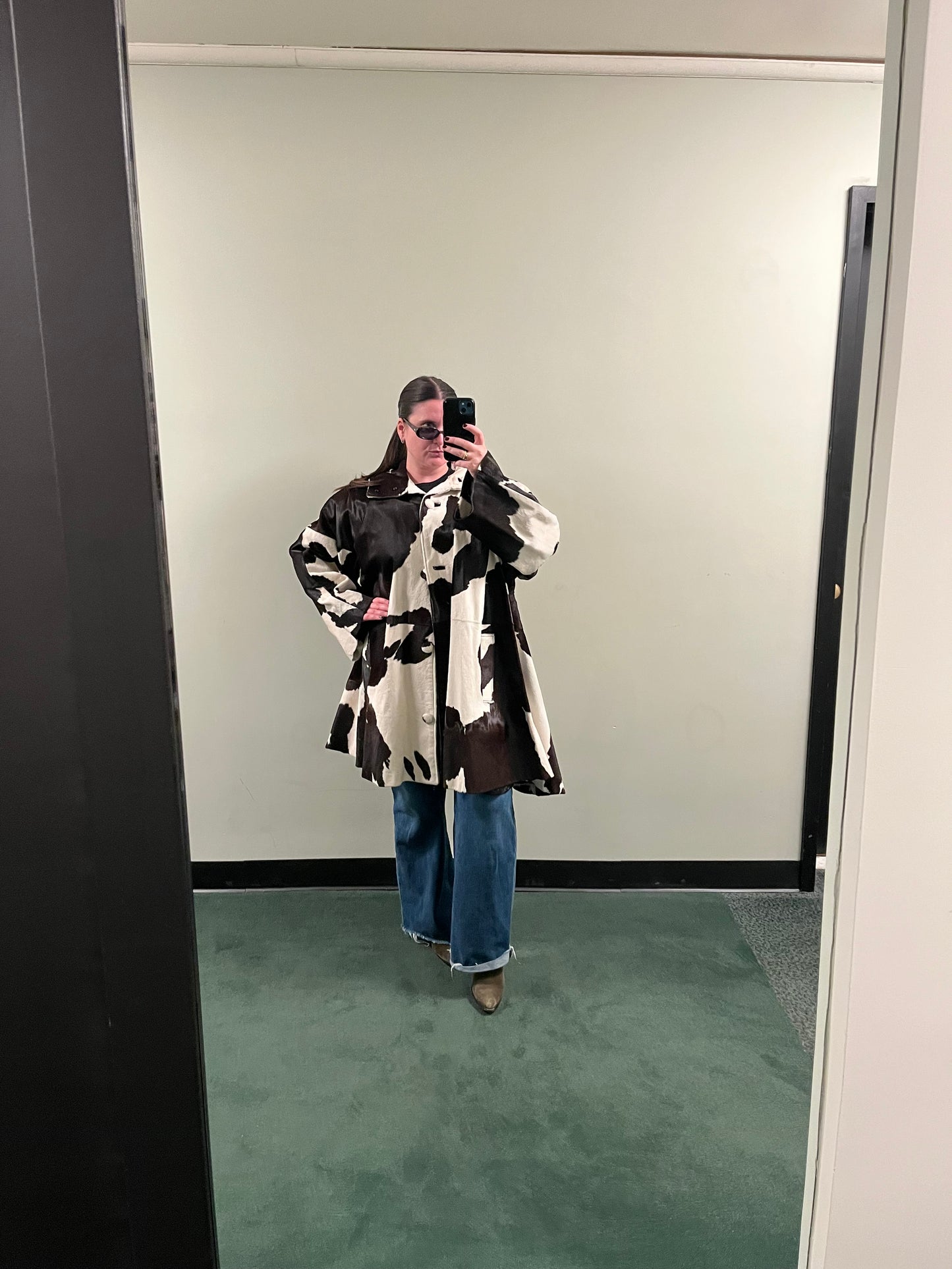 Mohl New York Fur Company Calf Hair Cow Hide Print Jacket with detachable hood - #7896