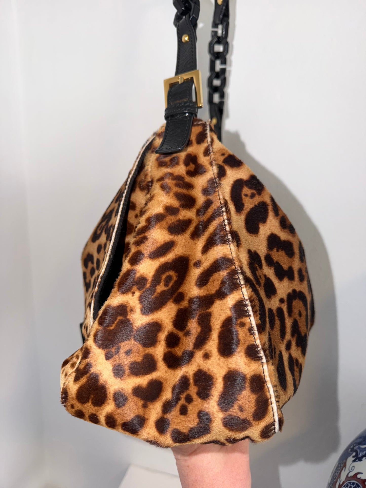 Rare Vintage Pony Hair Cheetah Mama Baguette