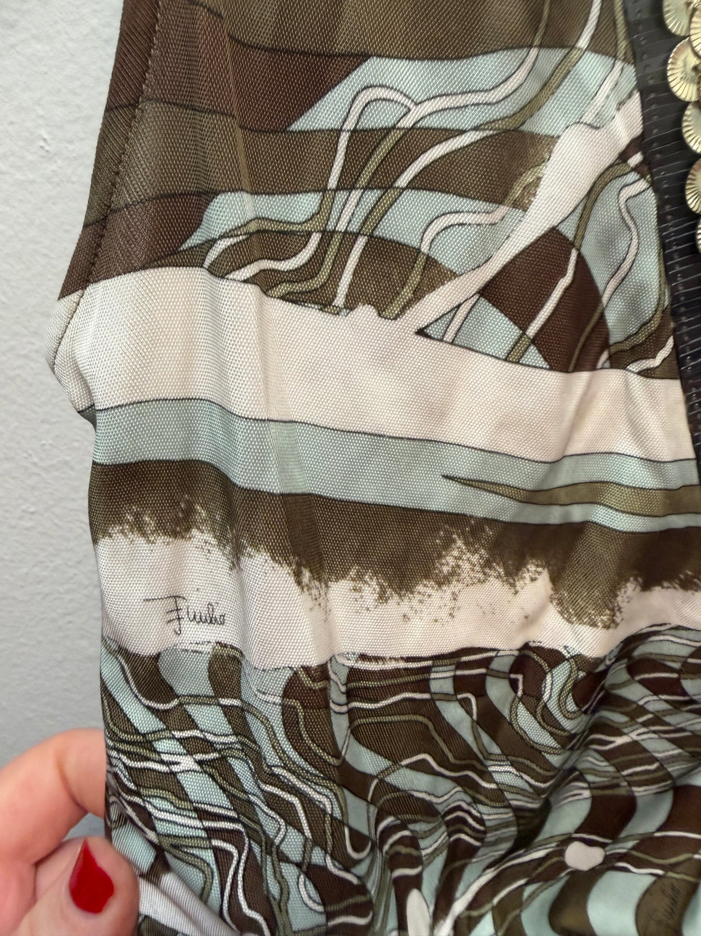 Vintage Emilio Pucci Abstract Jersey Dress with Sequin Details - US size 8 - sku tuv #94