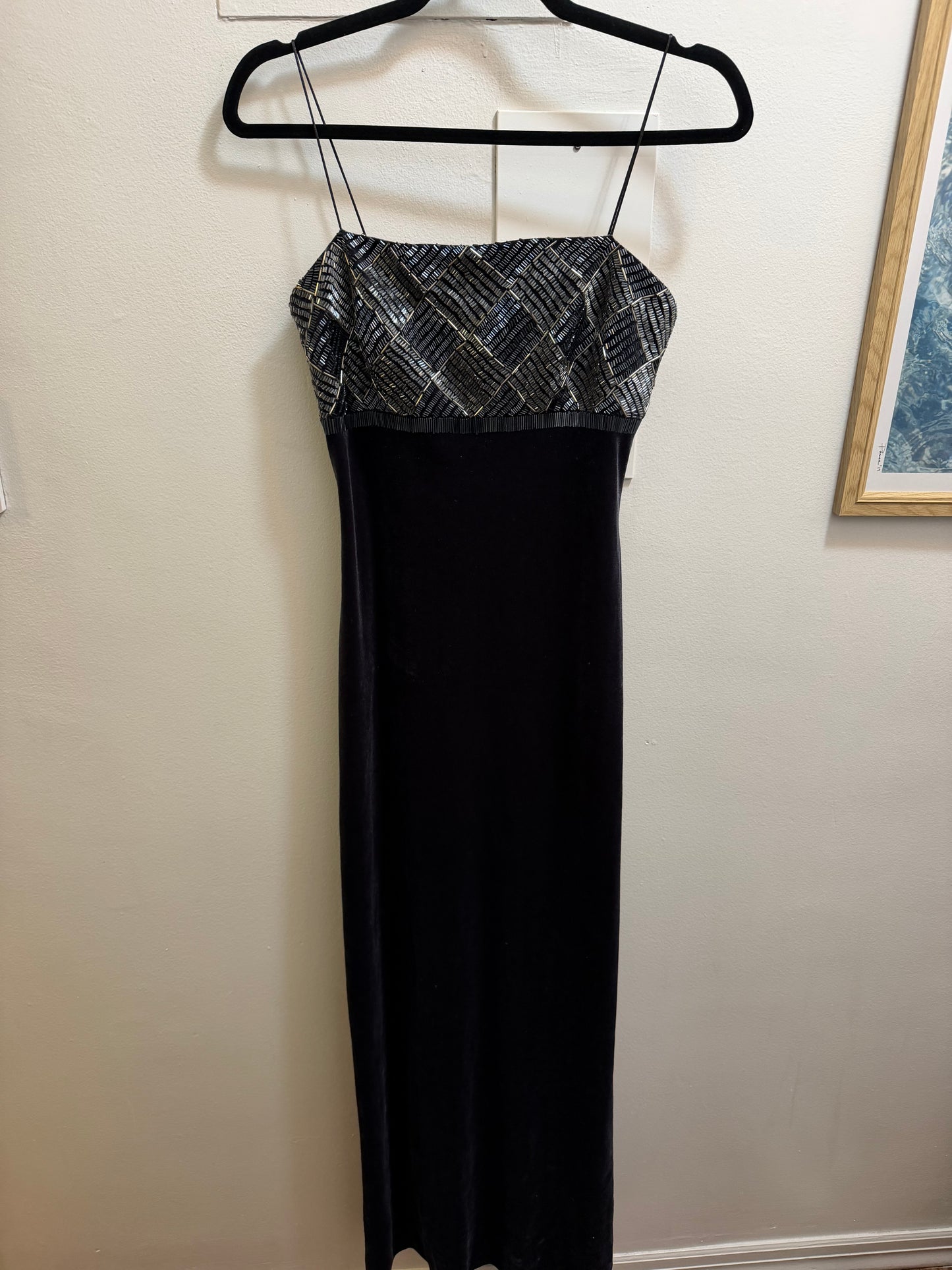 J.S. Boutique velvet dress with beaded bodice