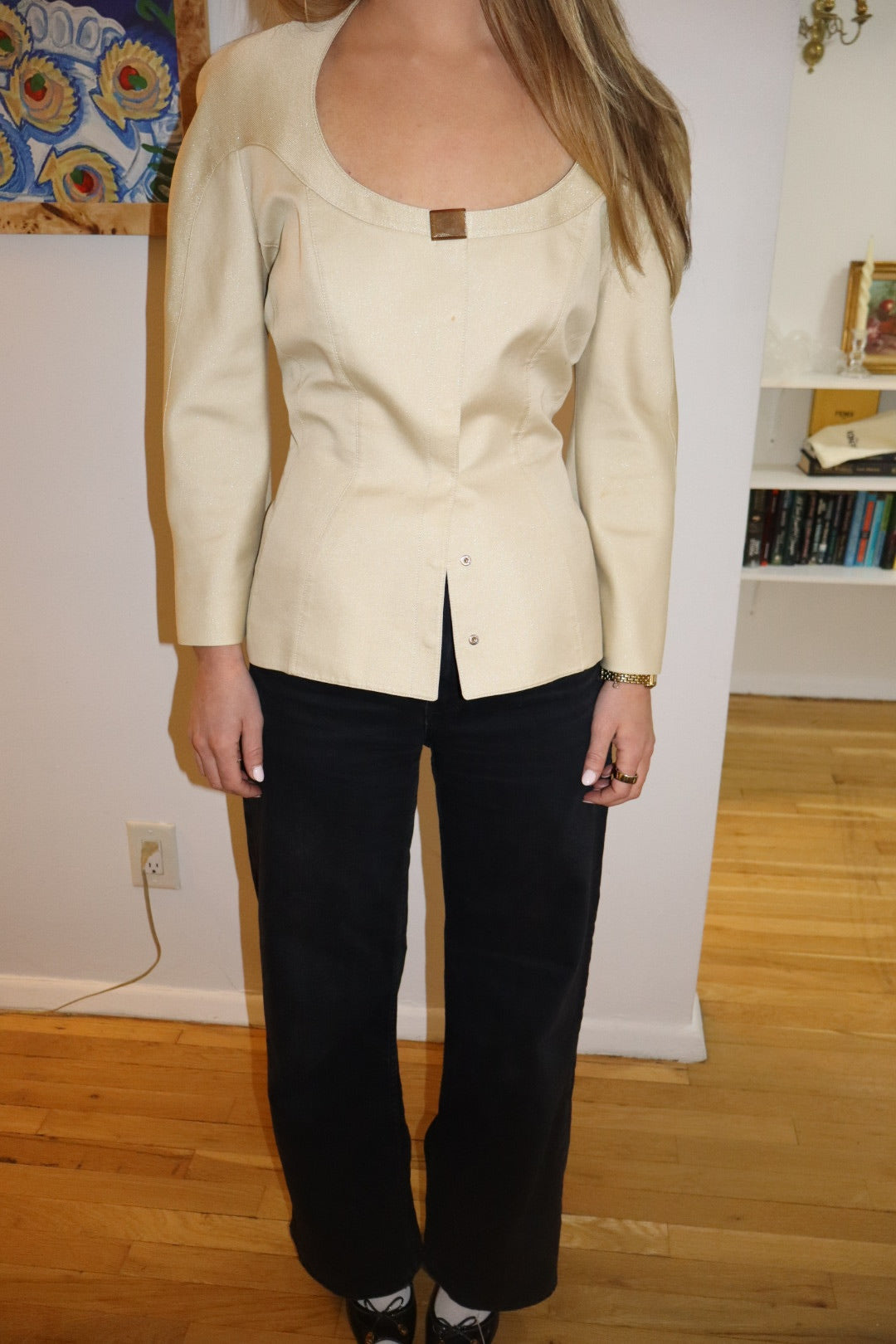 Vintage Thierry Mugler Gold Glitter Evening Jacket size medium - SKU TUV #677