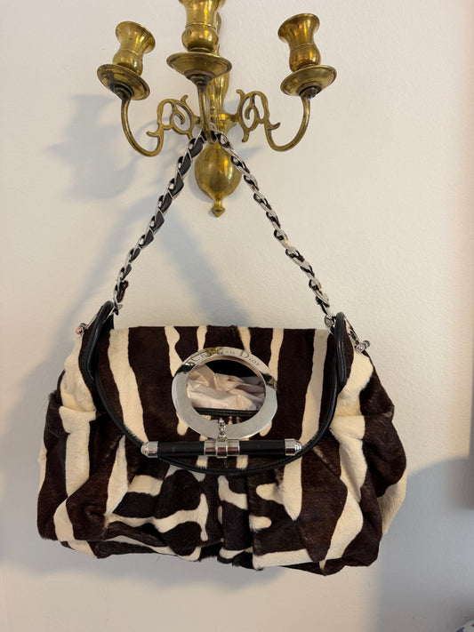 Ultra Rare Christian Dior Jazz Club Zebra Pony Hair Bag - TUV #444456