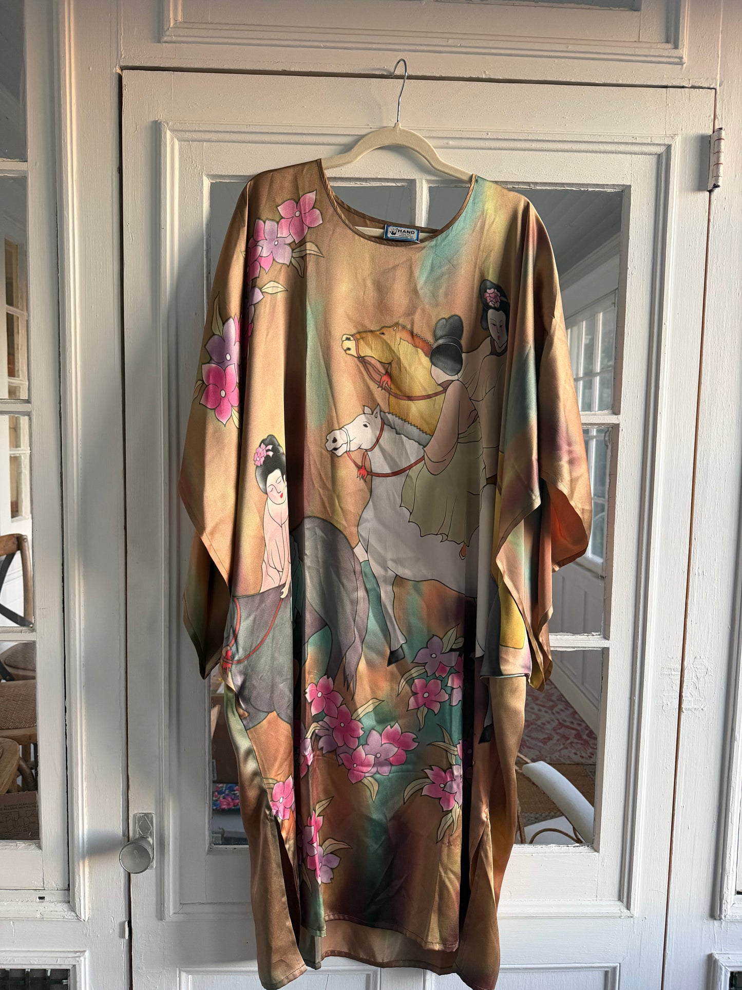 100% silk printed kaftan - sku tuv #22345