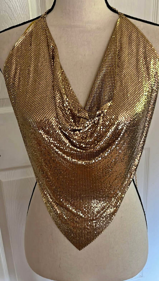 Rare 1980s gold mesh top - TUV #99898