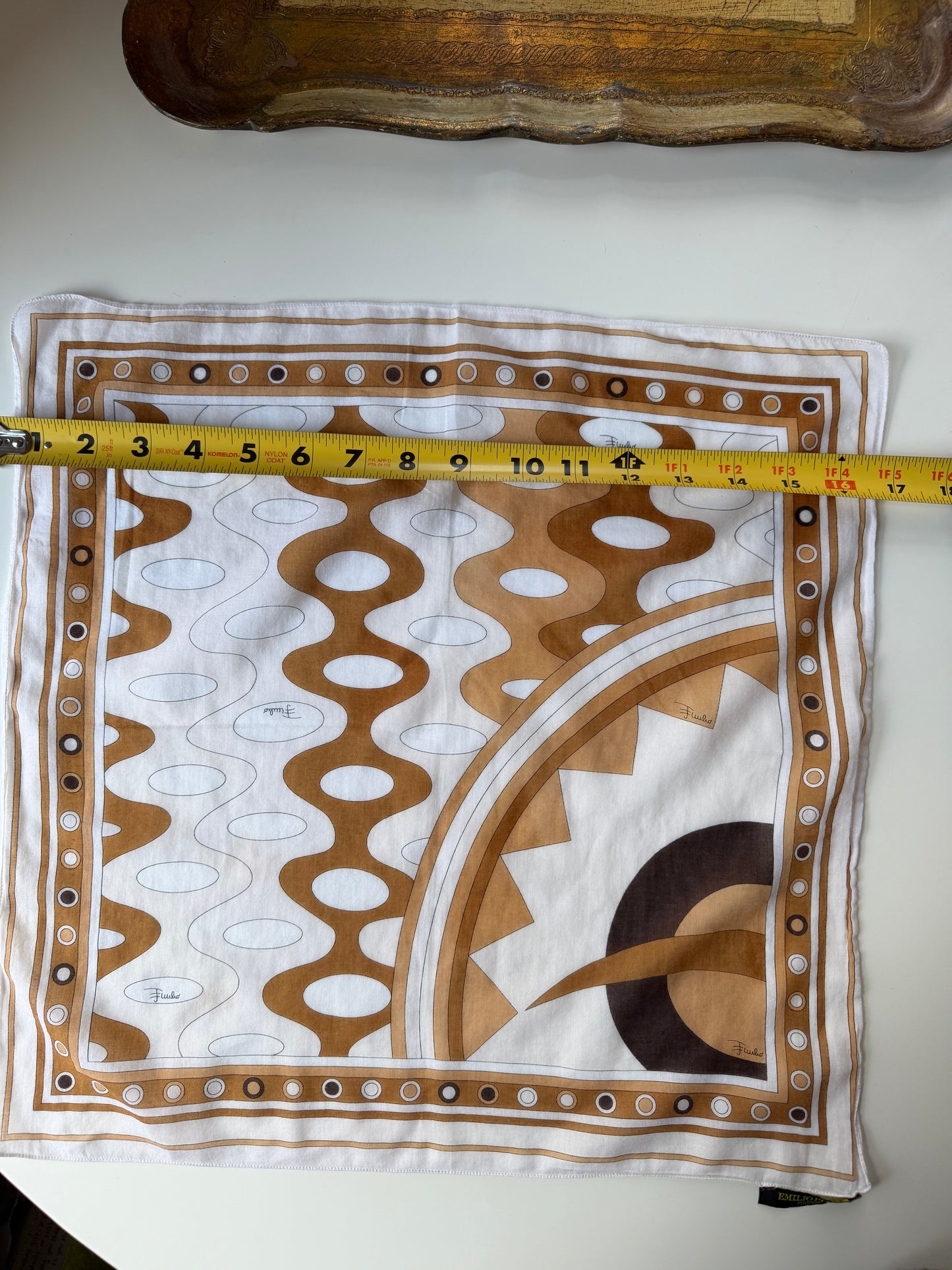 Vintage Emilio Pucci Brown/Mocha Cotton Scarf - 1960s/1970s era - sku TUV #8970