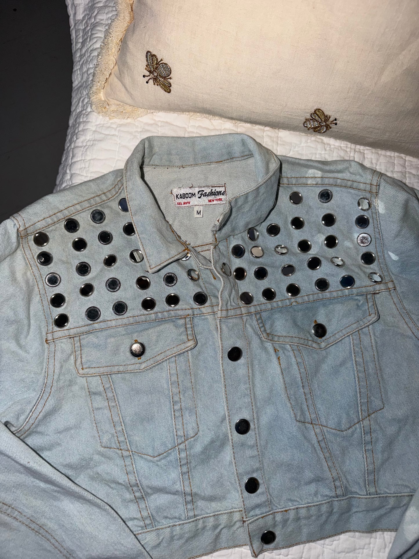 Y2K denim mirrored jean jacket set - sku tuv #32345